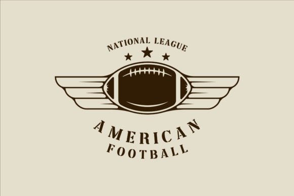 American Football Logo with Wing Vintage Design