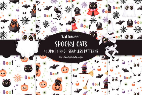 Cute Halloween Cats Seamless Pattern: A Creative Resource for Seasonal Projects