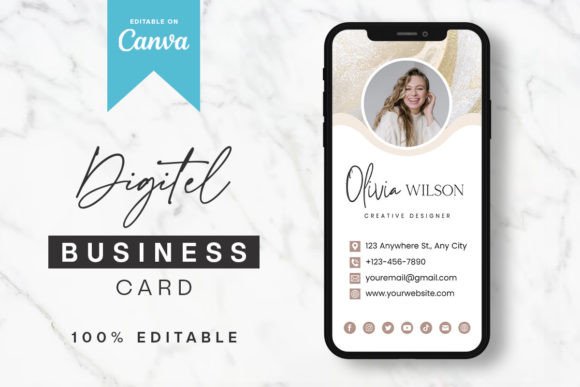 Digital Business Card Template - Canva: Elevate Your Brand with a Modern, Editable Design