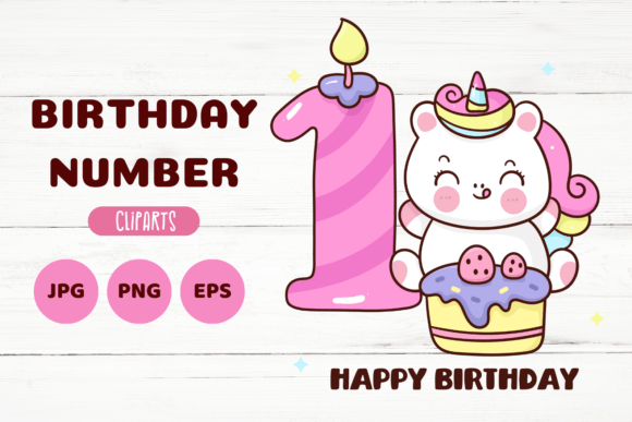 Number One Birthday Number Unicorn Pony