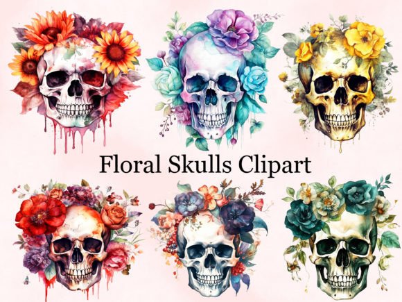 The Artistic Fusion of Floral Skulls Clipart and Gothic Skulls in Modern Design